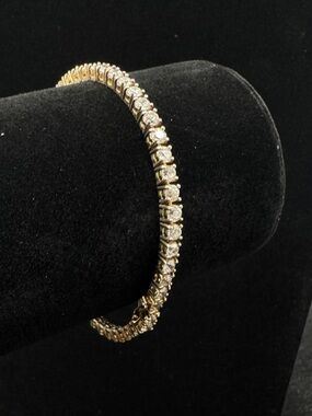 Vintage Gold plated Sterling Silver Tennis Bracelet with brilliant CZ stones